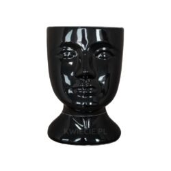 osłonka ceramiczna, doniczka głowa czarna