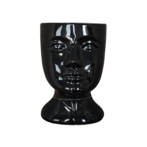 osłonka ceramiczna, doniczka głowa czarna