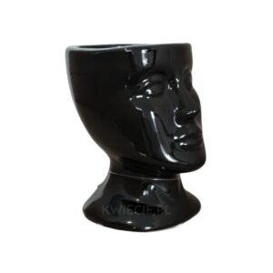 osłonka ceramiczna, doniczka głowa czarna