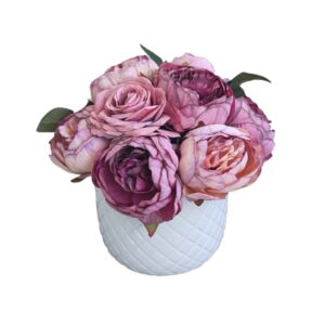 flowerbox w ceramice, bukiet fioletowe peonie premium
