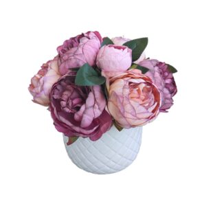flowerbox w ceramice, bukiet fioletowe peonie premium