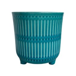 osłonka ceramiczna, doniczka na nóżkach turkusowa