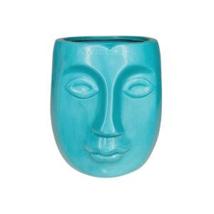 turkusowa osłonka ceramiczna, doniczka głowa