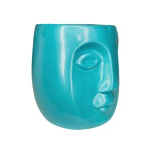 turkusowa osłonka ceramiczna, doniczka głowa