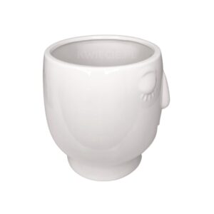 biała osłonka ceramiczna, doniczka głowa